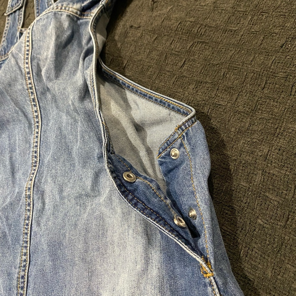 Denim Overall Dress with Pockets - Picture 4 of 6